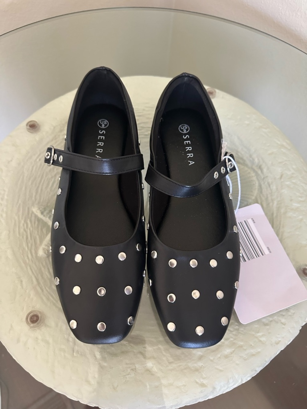 Serra Black Mary Jane flats  with Silver Studs